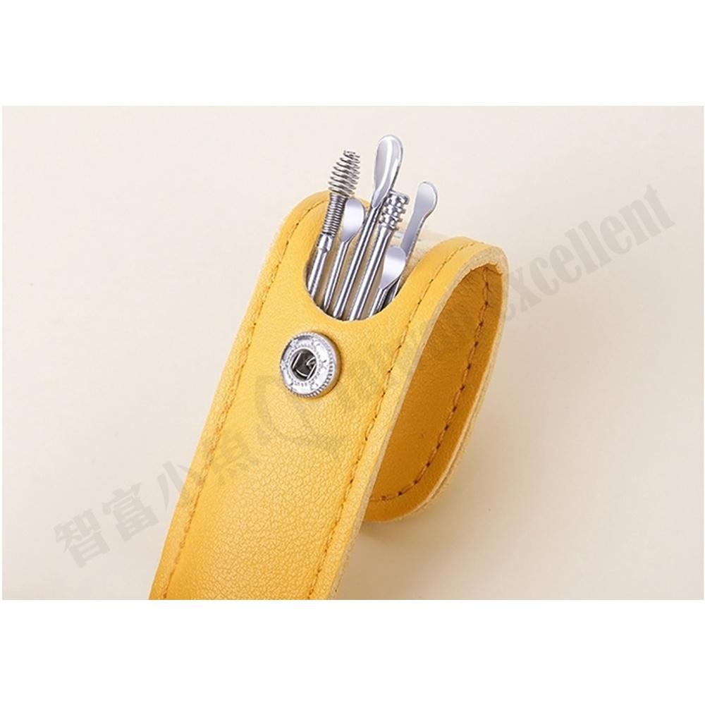 【小魚生活館台灣現貨】不鏽鋼挖耳朵套組附收納套 六件組 耳扒-細節圖7