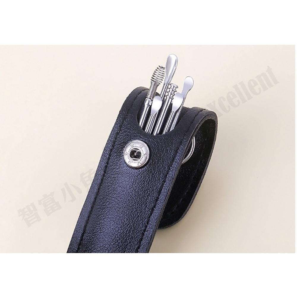 【小魚生活館台灣現貨】不鏽鋼挖耳朵套組附收納套 六件組 耳扒-細節圖8