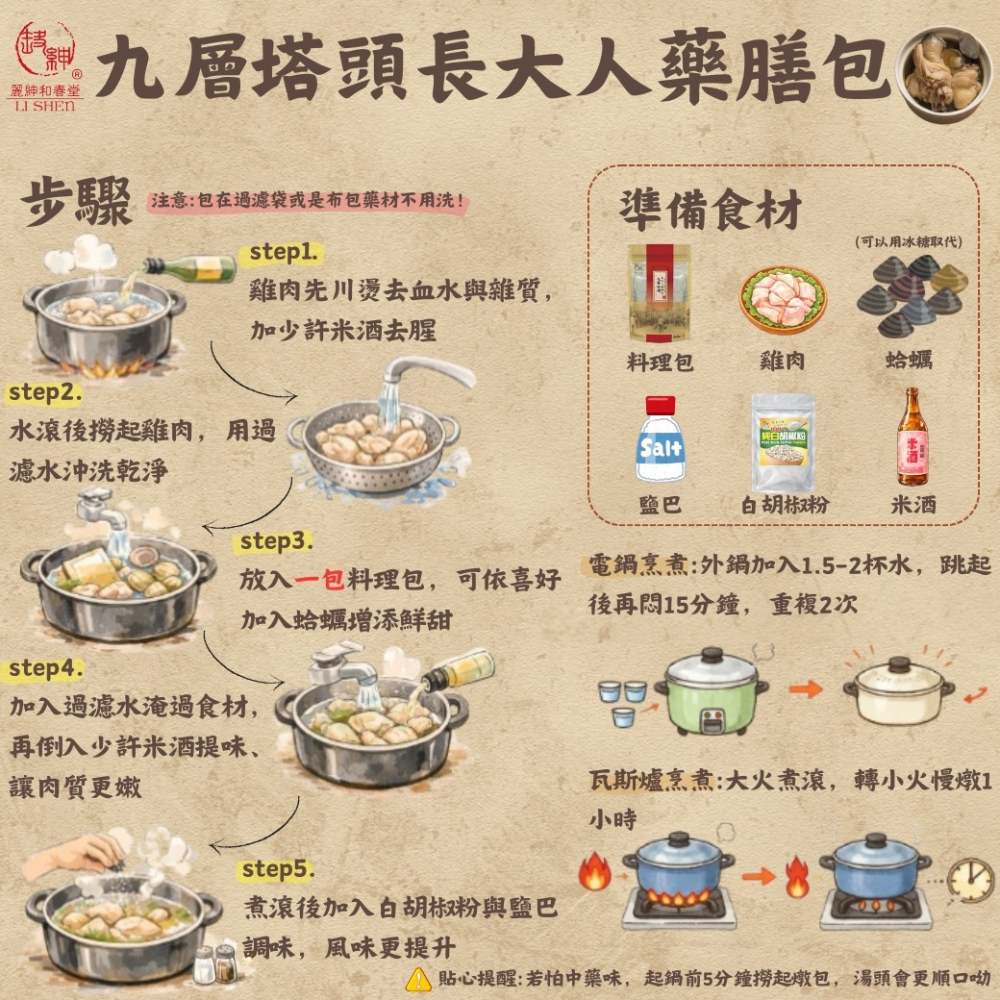 【和春堂台灣現貨】九層塔頭長大人藥膳包-細節圖4