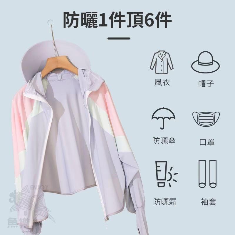 【小魚生活館台灣現貨】夏季防紫外線拚色輕薄防曬外套-細節圖2