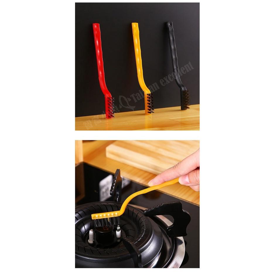 【小魚生活館台灣現貨】廚房爐灶爐檯專用清潔刷 抽油煙機刷 油垢刷 三種刷頭 隨手清潔-細節圖4