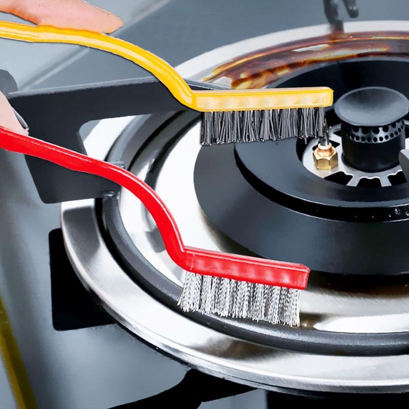 【小魚生活館台灣現貨】廚房爐灶爐檯專用清潔刷 抽油煙機刷 油垢刷 三種刷頭 隨手清潔-細節圖8