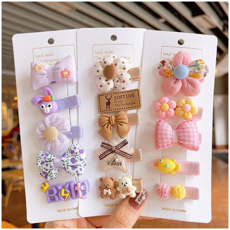 【小魚生活館台灣現貨】兒童布藝全包髮夾五入組 不傷髮髮量少寶寶髮夾卡通髮夾全包髮夾布髮夾-細節圖4