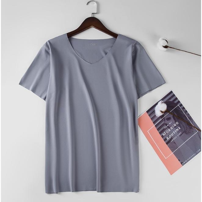 男冰絲無痕短袖T恤 V領 男生涼感短袖上衣 運動上衣內衣 上班襯衫內衣 運動排汗衫吸濕排汗-細節圖5