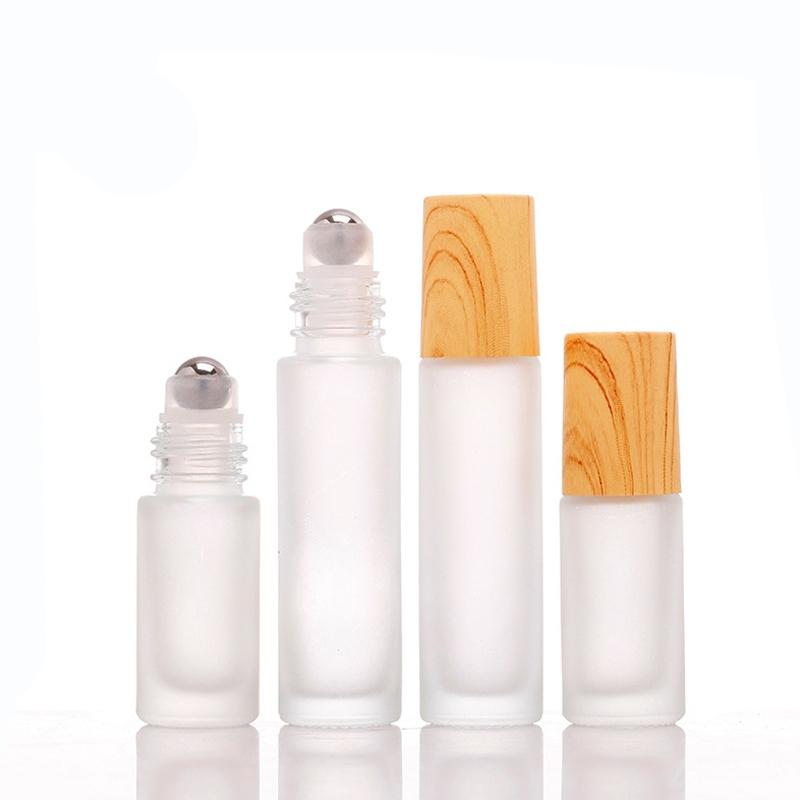 【精油滾珠瓶】5ml10ml香水精油分裝 木紋蓋 透明 磨砂 鋼珠玻璃瓶 可帶上飛機-細節圖4