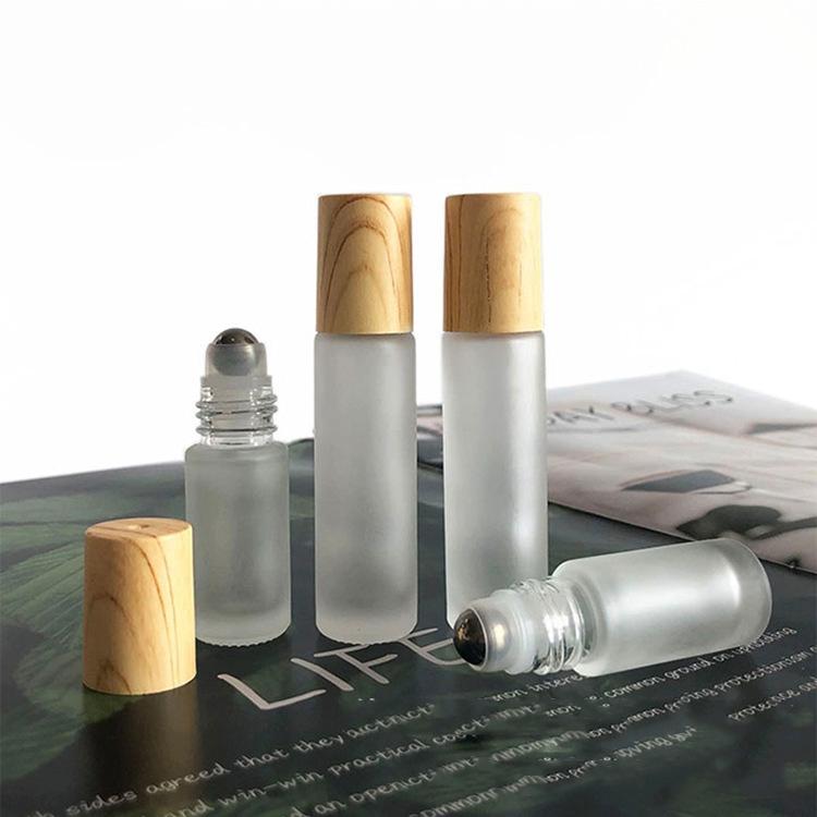 【精油滾珠瓶】5ml10ml香水精油分裝 木紋蓋 透明 磨砂 鋼珠玻璃瓶 可帶上飛機-細節圖6