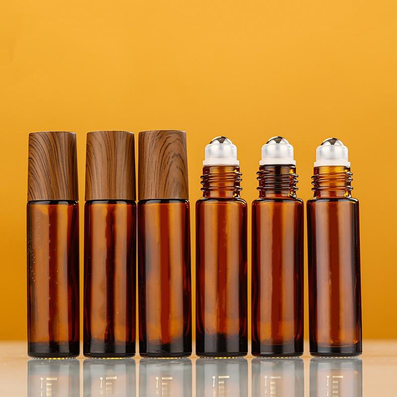 【精油滾珠瓶】5ml10ml香水精油分裝 木紋蓋 透明 磨砂 鋼珠玻璃瓶 可帶上飛機-細節圖7