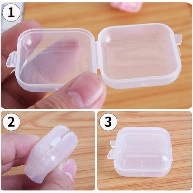 【小魚生活館台灣出貨】透明小物收納盒 耳環項鍊戒指髮夾髮圈橡皮筋飾品耳塞小東西收納盒 防塵收納盒塑膠盒首飾盒隨身小藥盒-細節圖5