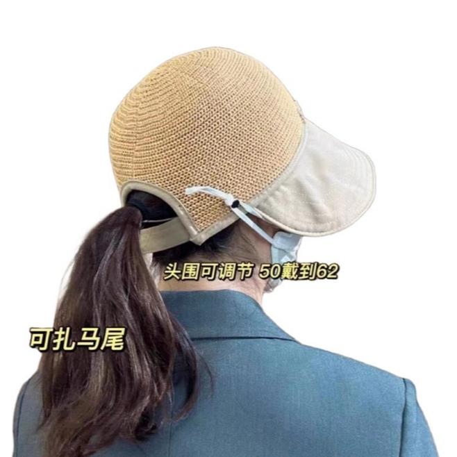 【小魚生活館台灣出貨】網眼透氣可掛口罩休閒帽 加寬帽沿可折疊可放包包 遮陽帽防曬帽淑女帽鴨舌帽 網孔透氣涼感遮陽帽-細節圖2