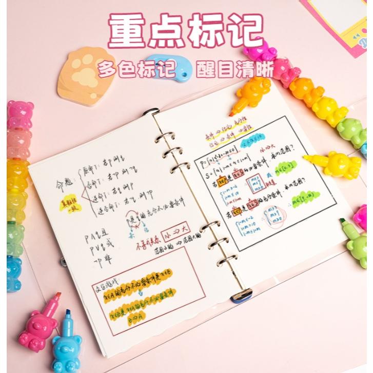 【小魚生活館台灣出貨】5色拼接螢光筆 卡通螢光筆 彩色螢光筆 彩色筆 學生文具 辦公室文具畫重點畫手帳  附電子發票-細節圖6