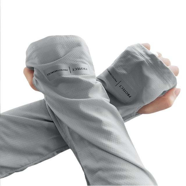 【高彈力涼感防曬袖套】男寬鬆袖套 袖套冰絲涼感袖套 不緊 外送 舒適透氣輕薄防曬 騎車登山爬山健行慢跑-細節圖3