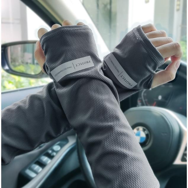 【高彈力涼感防曬袖套】男寬鬆袖套 袖套冰絲涼感袖套 不緊 外送 舒適透氣輕薄防曬 騎車登山爬山健行慢跑-細節圖5