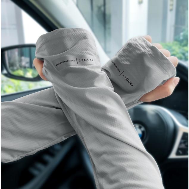 【高彈力涼感防曬袖套】男寬鬆袖套 袖套冰絲涼感袖套 不緊 外送 舒適透氣輕薄防曬 騎車登山爬山健行慢跑-細節圖6