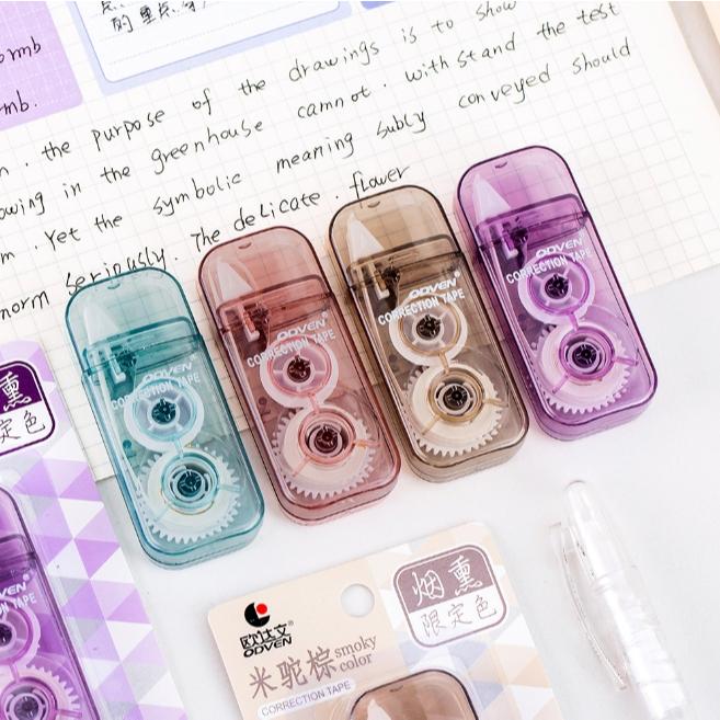 【小魚生活館台灣出貨】 馬卡龍煙燻方形修正帶 立可帶 口袋款迷你修正帶 辦公文具學生文具 附電子發票-細節圖3