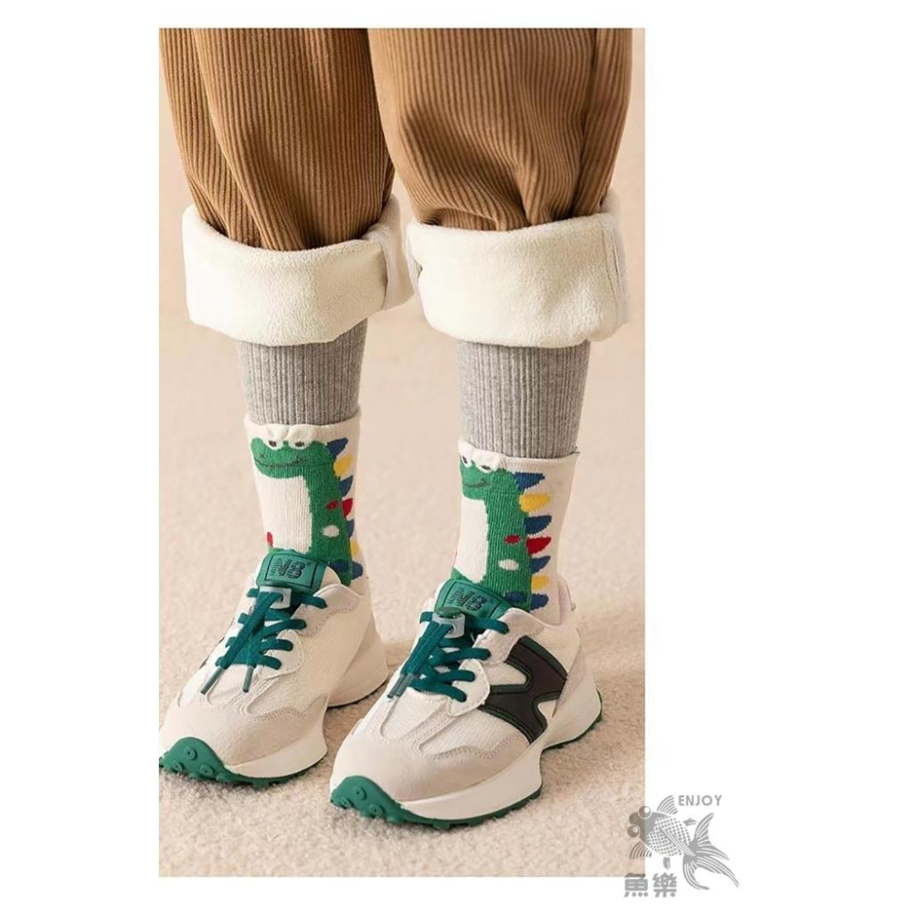 【小魚生活館台灣出貨】恐龍毛圈加厚保暖童襪1組5雙 兒童襪子 兒童冬天保暖襪 毛襪 加厚保暖襪 男童襪子-細節圖7