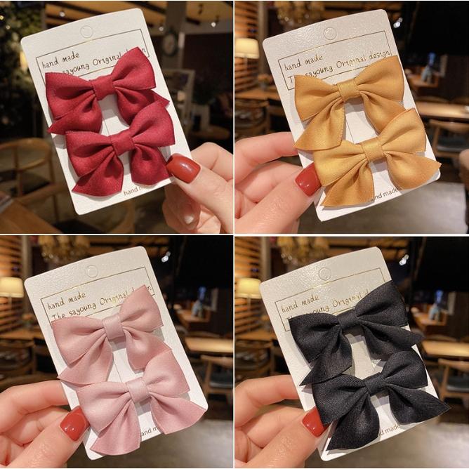 【小魚生活館台灣出貨】兒童蝴蝶結髮夾(一組兩個) 可愛髮夾寶寶髮夾編髮髮夾 兒童髮飾寶寶髮飾 公主風緞面髮夾-細節圖3