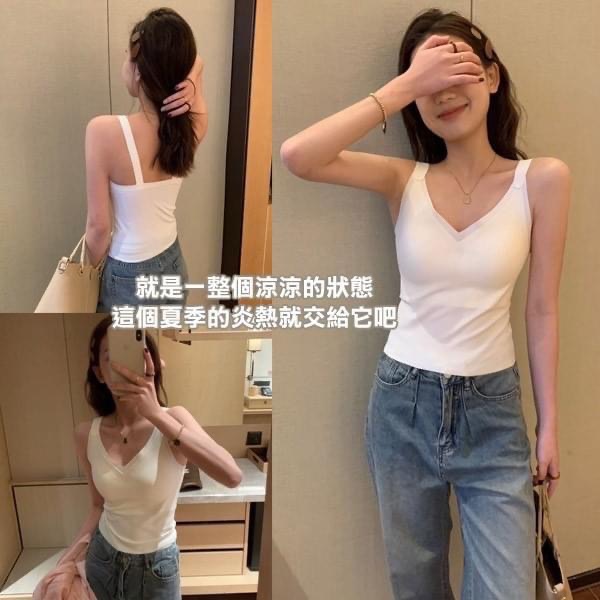 涼爽V領無痕裸感背心-細節圖3