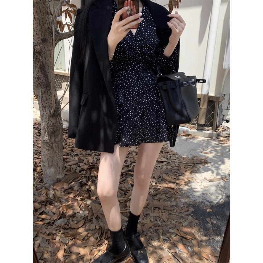 𝑲𝑨𝑶𝑺 現貨|氣質波點V領雪紡連身洋裝|偷偷藏不住 短洋裝 婚禮洋裝 趙露思-細節圖4