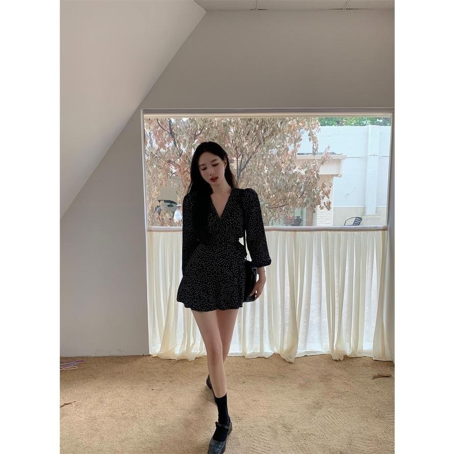 𝑲𝑨𝑶𝑺 現貨|氣質波點V領雪紡連身洋裝|偷偷藏不住 短洋裝 婚禮洋裝 趙露思-細節圖7
