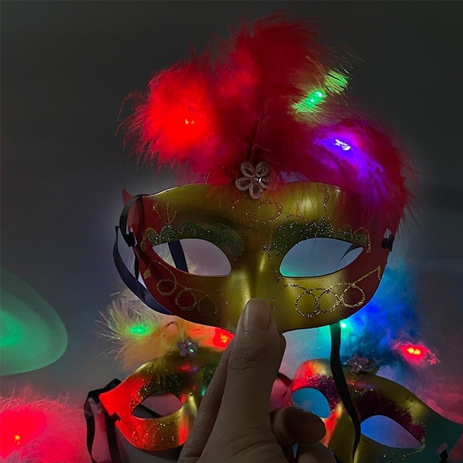 LED 威尼斯面具 發光羽毛 舞會面具 森巴面具 派對 婚禮 晚宴 變裝 Cosplay【A77000101】-細節圖8