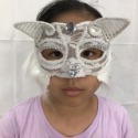 貓臉面具 蕾絲貓(黑.白兩色) 貓女 蕾絲裝扮 貓臉 貓面罩 面具 cosplay 表演 舞會 派對【A770016】-規格圖5