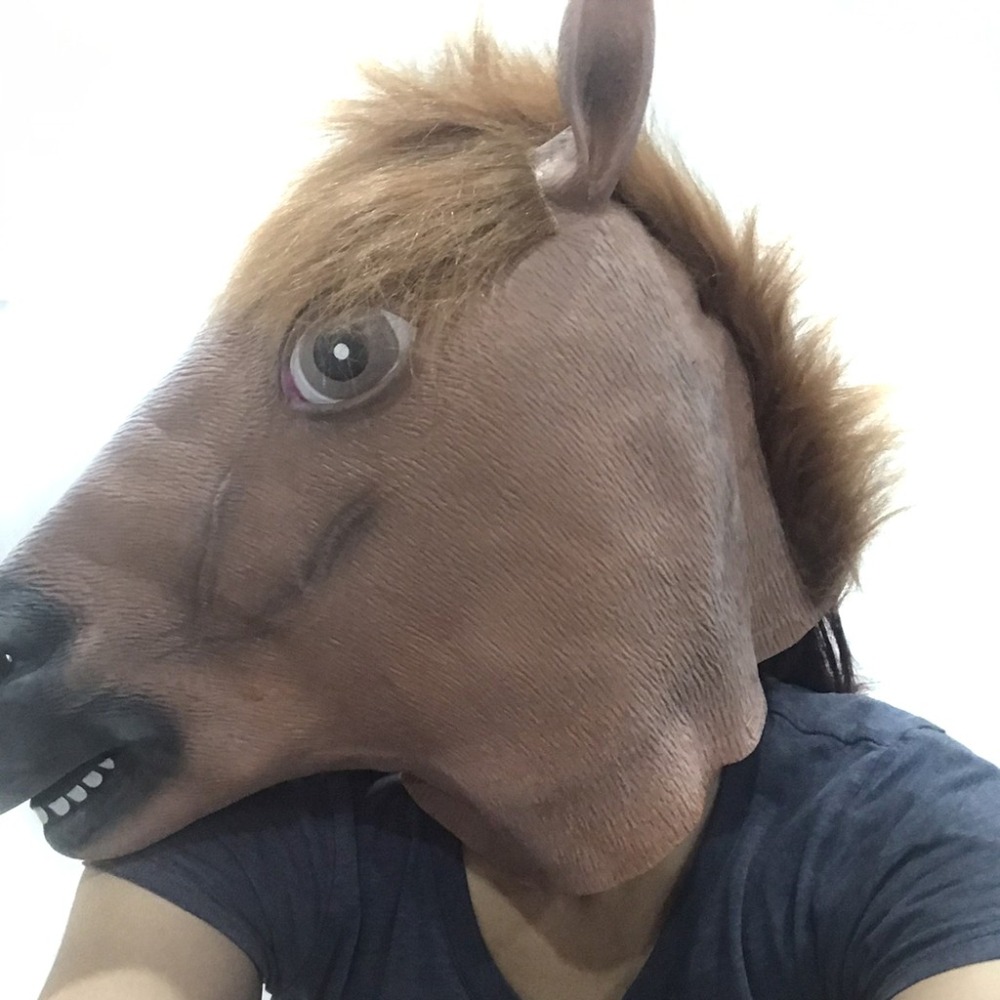 馬頭面罩 馬頭頭套 萬聖節 馬頭面具 馬頭 動物變裝 cosplay 變裝派對 整人玩具 生日禮物【A770048】-細節圖3