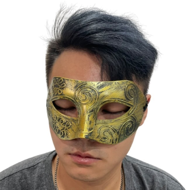 古戰場 騎士面具 平頭雕花 騎士面罩(半臉) 戰士裝扮 威尼斯面具 半臉面具 COSPLAY 舞會面罩【A770085】-細節圖2
