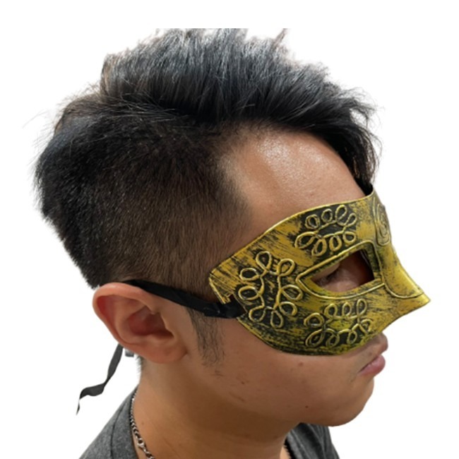 古戰場 騎士面具 平頭雕花 騎士面罩(半臉) 戰士裝扮 威尼斯面具 半臉面具 COSPLAY 舞會面罩【A770085】-細節圖3