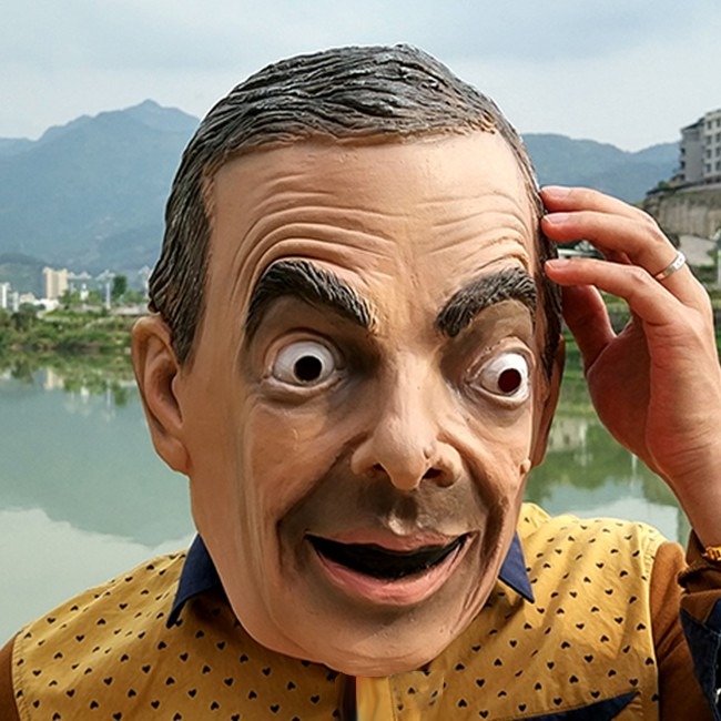 萬聖節 頭套 豆豆先生 面具 Mr.bean 憨豆先生 羅溫艾金森 惡搞面具 卡通面具 痘痘 豆豆【A77010501】-細節圖5