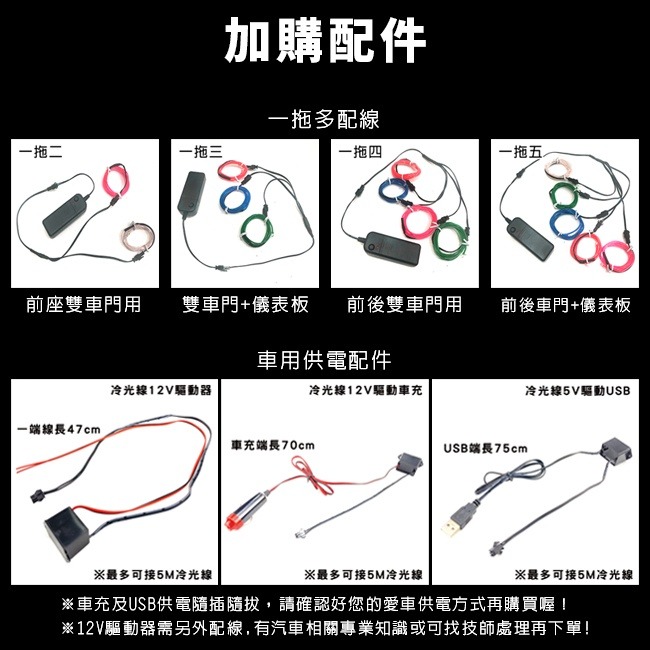 車用 冷光線 (1米 帶邊) 氛圍燈 汽車內飾 EL 燈條 發光線 冷光條 街舞 霓虹燈 冷光帶 內飾燈【A8800】-細節圖5