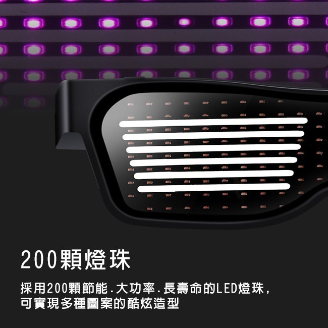 藍芽 客製化 LOGO LED眼鏡 跑馬燈眼鏡 藍芽眼鏡 發光眼鏡 夜店眼鏡 派對 夜跑【A99004801】-細節圖3