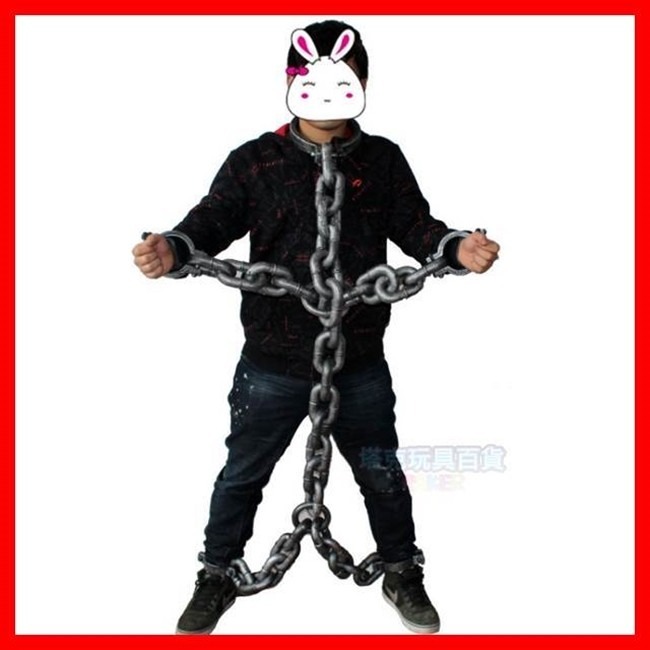 萬聖節 囚犯銬 (頭+手+腳) 手銬 全身銬組 囚犯鍊 變裝道具 搞怪 萬聖遊行 Cosplay【W11000401】-細節圖2