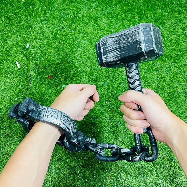 假兵器 鎖鏈槌 鎖鍊道具 雷神槌 飛槌 鍊條 武器道具 囚犯鍊條 cosplay 囚犯 變裝【W110028】-細節圖3