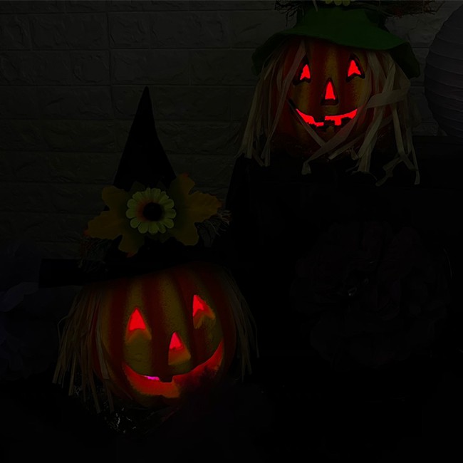 萬聖節 南瓜燈 擺設燈(12吋) 尖帽南瓜頭 南瓜燈 裝飾燈 發光南瓜 餐廳 酒吧 鬼屋裝飾【W330025】-細節圖7