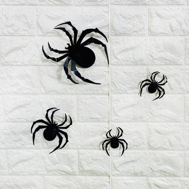 蜘蛛 3D壁貼 萬聖節 蜘蛛無痕貼(12入) 3D貼紙 蜘蛛人 牆壁貼 DIY 鬼屋布置 立體貼紙【W440040】-細節圖5