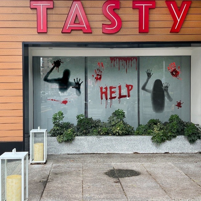 5入套餐 無痕 玻璃貼 萬聖節(血手印鬼影) 驚悚窗貼 靜電貼 牆壁貼 地板貼 櫥窗貼 鬼屋布置【W44007201】-細節圖5