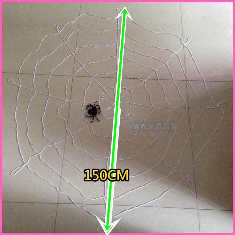 1.5米 尼龍繩 蜘蛛網(附蜘蛛) 蜘蛛絲 裝飾道具 萬聖節 鬼月 蜘蛛 佈置道具 露營擺設【W550006】-細節圖3