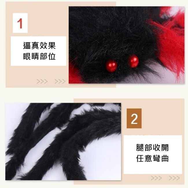 萬聖節 毛絨 蜘蛛(200cm) 假蜘蛛 大蜘蛛 絨毛蜘蛛 黑蜘蛛 蜘蛛人 鬼屋布置 鬼月裝飾【W55002001】-細節圖3