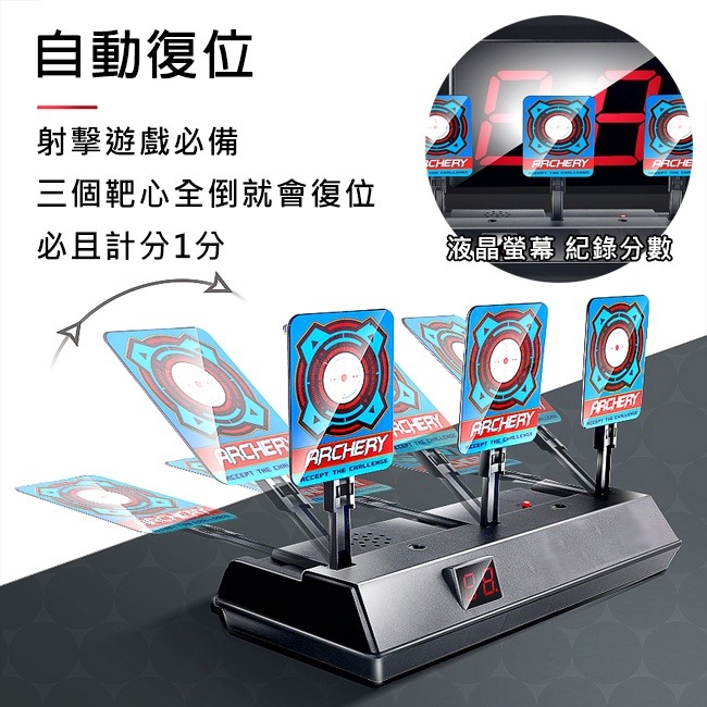 (1靶+1槍) 電子計分打靶套組 LED 電子靶 射擊靶 軟彈槍 射擊練習 自動復位 電動靶【B77001702】-細節圖5