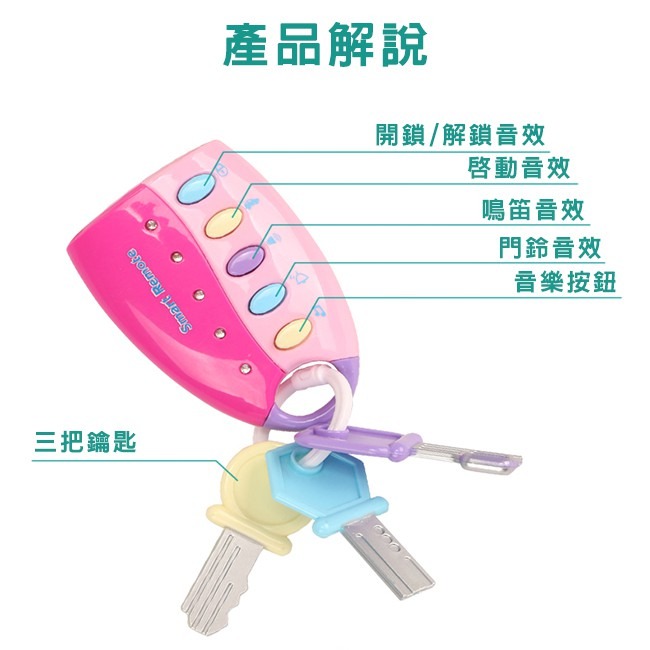 兒童 汽車遙控器 鑰匙圈玩具 仿真鑰匙 聲光鑰匙圈 聲光鑰匙 開鎖玩具 早教 益智 音樂【G11010001】-細節圖5