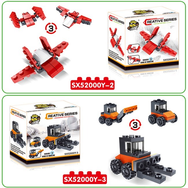 積木玩具 巡邏隊(10款) 一變三 DIY 迷你積木盒玩 消防車 警車 通用積木 交通工具【G11010901】-細節圖4