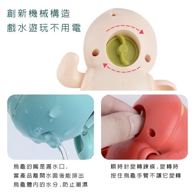 戲水小烏龜 抖音同款 玩水烏龜 (免電池) 發條烏龜 游泳玩具 洗澡玩具 戲水玩具 泡澡【G33005801】-細節圖4