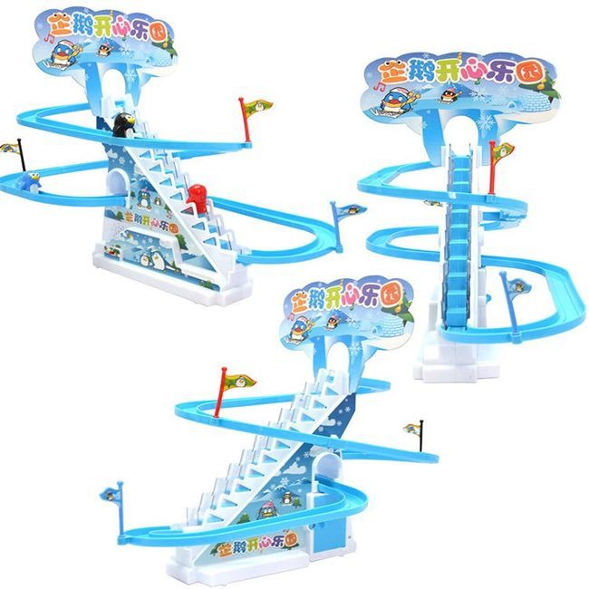 企鵝 益智 自動爬梯 企鵝爬樓梯 企鵝很忙 企鵝滑雪 電動企鵝軌道 溜冰 爬樓梯 溜滑梯 滑雪【G44001501】-細節圖2