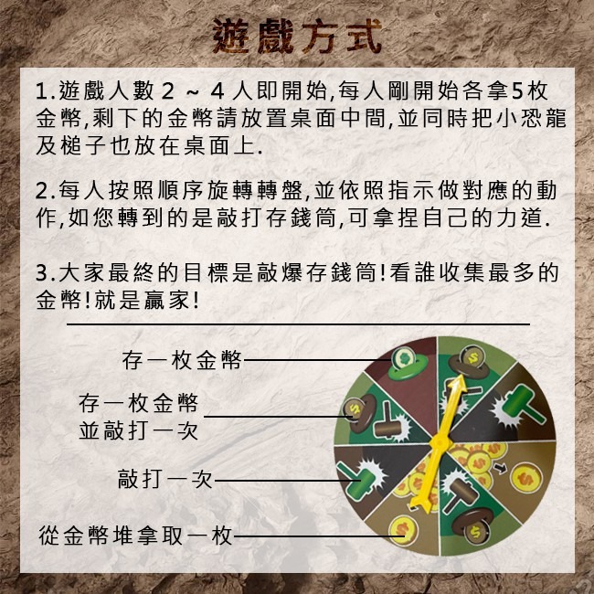 益智桌遊 爆炸恐龍 存錢筒 敲敲恐龍(2-4人) 俄羅斯輪盤 銀行恐龍 存錢罐 爆炸豬【G66006701】-細節圖3