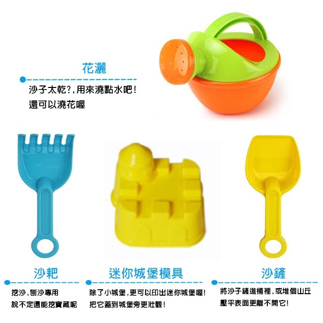 (小號 - 5件) 沙灘桶 沙灘工具 迷你挖砂組 砂灘筒 海灘工具 挖沙工具 挖砂玩具【G77000201】-細節圖4