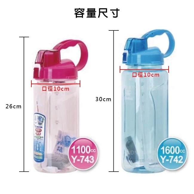 寶石牌 北海休閒壺 1.6L 台灣製 Y-742 冷水壺 開水壺 兩用休閒壺 運動水壺 大口徑【H330031】-細節圖2