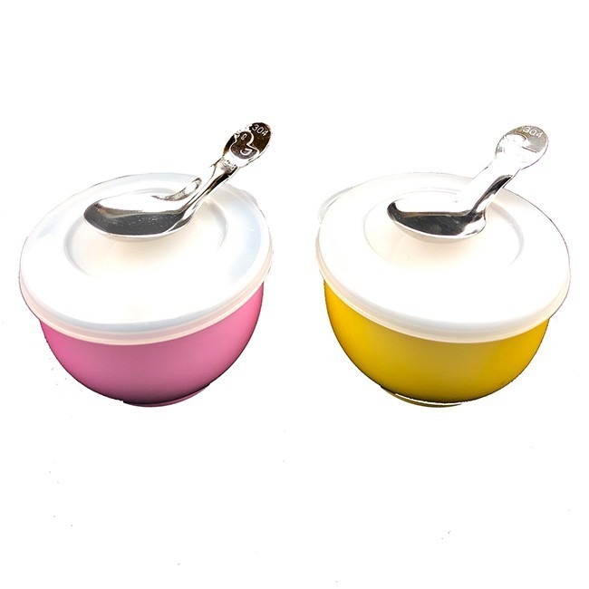 兒童碗 奕品 雙層隔熱碗 (軟蓋) 不鏽鋼 兒童餐碗 隔熱碗 台製 #304 餐具 餐碗【H33003701】-細節圖2