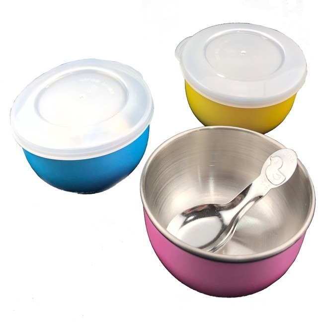 兒童碗 奕品 雙層隔熱碗 (軟蓋) 不鏽鋼 兒童餐碗 隔熱碗 台製 #304 餐具 餐碗【H33003701】-細節圖3