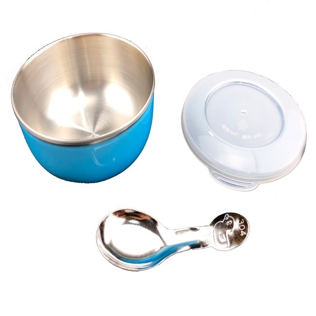 兒童碗 奕品 雙層隔熱碗 (軟蓋) 不鏽鋼 兒童餐碗 隔熱碗 台製 #304 餐具 餐碗【H33003701】-細節圖5