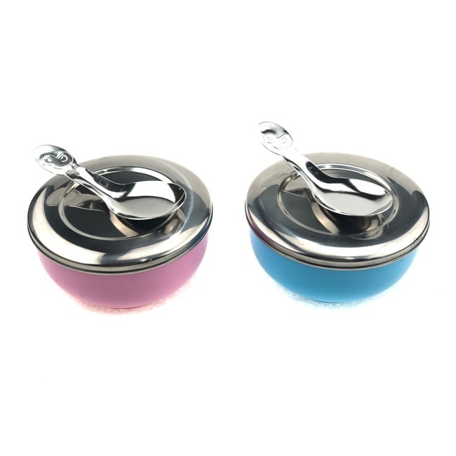 奕品 兒童碗 雙層隔熱碗(不銹鋼蓋) 兒童餐具 隔熱飯碗 台製 #304 不鏽鋼 餐具【H33003801】-細節圖4